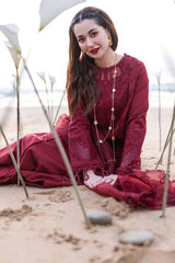 Qalamkar Luxury Embroidered Lawn 3pc with Embroidered Organza Dupatta - GA1841