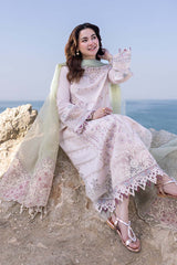 Qalamkar Luxury Embroidered Lawn 3pc with Embroidered Slub Net Dupatta - GA1837