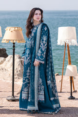 Qalamkar Luxury Embroidered Lawn 3pc with Embroidered Cotton Silk Dupatta - GA1848