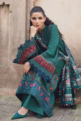 Maria B 3PC Embroidered Karandi Suit with Printed whool shawal-GA2100