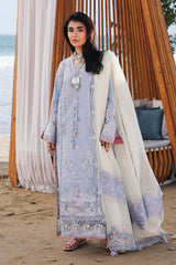 Qalamkar Chickenkari Embroidered Lawn 3pc with Printed Slubnet Dupatta- GA2273