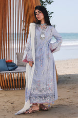Qalamkar Chickenkari Embroidered Lawn 3pc with Printed Slubnet Dupatta- GA2273