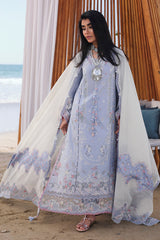 Qalamkar Chickenkari Embroidered Lawn 3pc with Printed Slubnet Dupatta- GA2273