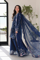Qalamkar Chickenkari Embroidered Lawn 3pc with Embroidered Slubnet Dupatta- GA2276