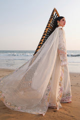 Qalamkar Chickenkari Embroidered Lawn 3pc with Embroidered Slubnet Dupatta- GA2275