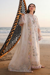 Qalamkar Chickenkari Embroidered Lawn 3pc with Embroidered Slubnet Dupatta- GA2275