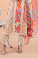 MariaB Printed Lawn 3pc with Printed Voil Dupatta- GA2181