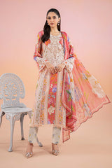 MariaB Printed Lawn 3pc with Printed Voil Dupatta- GA2181