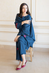 Aisling Winter 3PC Embroidered Dhanak Suit with Heavy Embroidered Shawal -GA2103