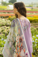 Mushq Embroidered Lawn 3pc with Silk Dupatta- GA2198