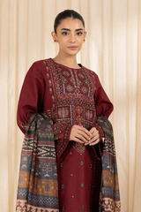Sapphire 3PC Embroidered karandi Suit with Printed Shawal -GA2080