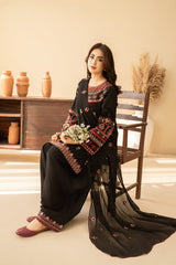 Batik 3PC Embroidered Lawn Suit with Embroidered Crinkle Dupatta -Ga2291