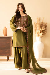 Batik 3PC Embroidered Lawn Suit with Embroidered Crinkle Dupatta -Ga2290