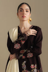 Zarashah Jahan Embroidered Dhanak 3pc with Printed Shawl- GA2127