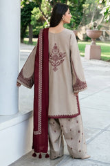 Baroque 3PC Embroidered Karandi Suit with Embroidered Shwal -GA2085