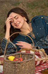 Allys 3PC Lawn Embroidered Shirt with Embroidered Organza Dupatta- GA2037