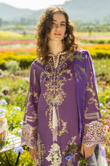 Mushq Embroidered Lawn 3pc with Silk Dupatta- GA2194