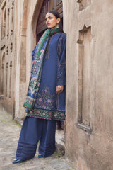 Maria B 3PC Embroidered Karandi Suit with Printed whool shawal-GA2101