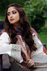 Sapphire White Embroidered Lawn 3pc with Bamber Chiffon Dupatta- GA2011