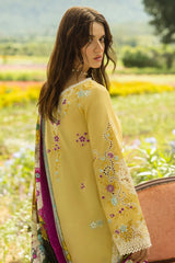 Mushq Embroidered Lawn 3pc with Silk Dupatta- GA2196