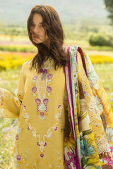Mushq Embroidered Lawn 3pc with Silk Dupatta- GA2196