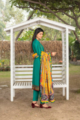 Zooj Firoja Embroidered Dhanak 3pc With Printed Whool Shawal-GA1939