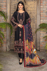 Zooj Niyosha Embroidered Dhanak 3Pc With Printed Shawal -GA1927