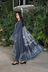 Zooj Samoan Embroidered Dhanak 3Pc With Printed Shawal -GA1926