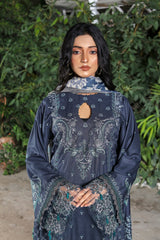 Zooj Samoan Embroidered Dhanak 3Pc With Printed Shawal -GA1926