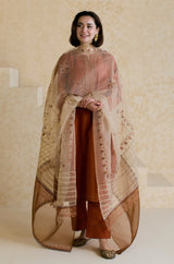 Mishkaa 3PC Embroidered Lawn Suit with Embroidered chiffon Dupatta -GA2043