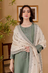 Libaas Embroidered Dhanak 3pc with Embroidered Shawl- GA2119
