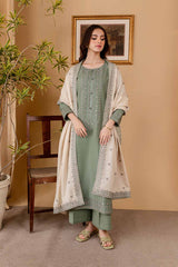 Libaas Embroidered Dhanak 3pc with Embroidered Shawl- GA2119