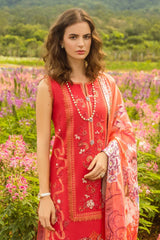 Mushq Embroidered Lawn 3pc with Silk Dupatta- GA2197