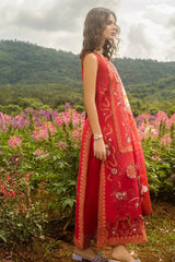 Mushq Embroidered Lawn 3pc with Silk Dupatta- GA2197