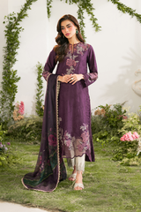 Iznik 3PC Embroidered Chickenkari Lawn with Chiffon Printed Dupatta -GA2049