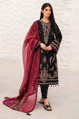 Jazmin 3PC Embroidered Karandi Suit with Printed whool shawal-GA2112
