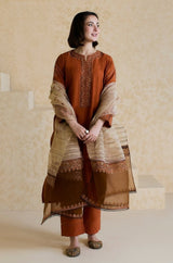 Mishkaa 3PC Embroidered Lawn Suit with Embroidered chiffon Dupatta -GA2043