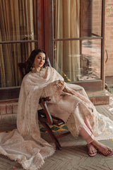 Jazmin Chickenkari Embroidered Lawn 3pc with Embroidered Slubnet Dupatta- GA2300