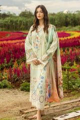 Mushq Embroidered Lawn 3pc with Silk Dupatta- GA2199