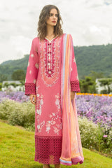 Mushq Embroidered Lawn 3pc with Silk Dupatta- GA2193