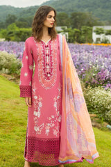 Mushq Embroidered Lawn 3pc with Silk Dupatta- GA2193