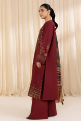 Sapphire 3PC Embroidered karandi Suit with Printed Shawal -GA2080