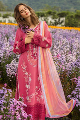 Mushq Embroidered Lawn 3pc with Silk Dupatta- GA2193