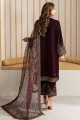 Jazmin 3PC Embroidered Velvet Suit with Embroidered Chiffon Dupatta-GA2090