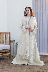 Qalamkar Luxury Embroidered Lawn 3pc with Printed Embroidered Cotton Silk Dupatta - GA1836