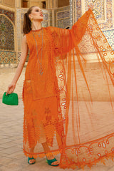 Maria B Embroidered Lawn 3pc with Organza dupatta-GA1711