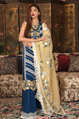 Crimson Blue Embroidered Lawn 3pc with Embroidered Slub Net Dupatta -GA1725