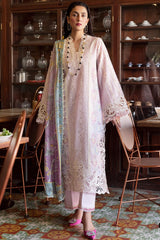 Mushq Embroidered Lawn 3pc with Embroidered Chiffon dupatta-GA1721