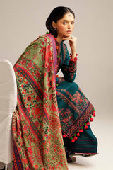 Hussain Rehar 3PC Embroidered Dhanak Suit with Printed Shawal -GA1989