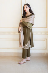 Aisling Winter 3PC Embroidered Dhanak Suit with Heavy Embroidered Shawal -GA2102